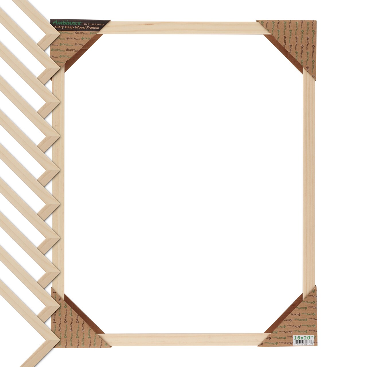Jerry's Artarama Ambiance Unfinished Deep Gallery Frame, Open Back Natural Wood Frames for Canvas and Mounted Artwork, 3/4" Face, 1-1/4" Deep, No Glass or Backing